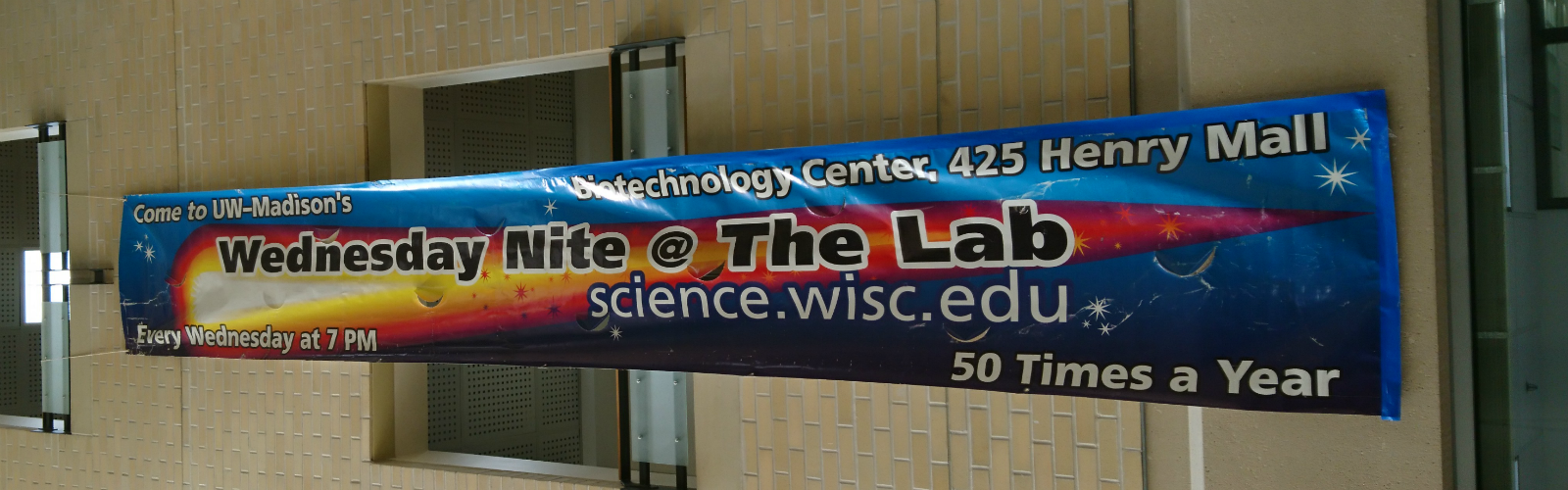 Banner that says, "Wednesday Nite @ the Lab
